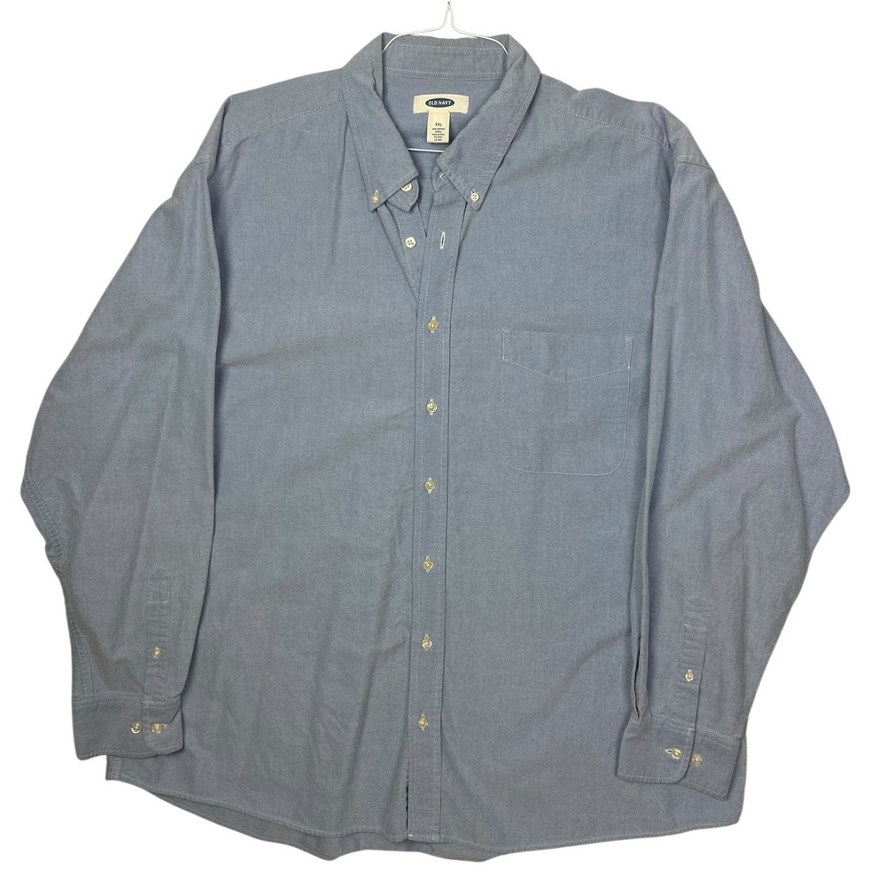 Old Navy Mens XXL Blue Oxford Shirt Long Sleeve Button Down Cotton Classic Fit